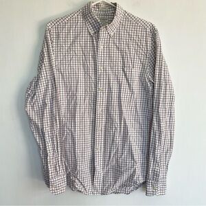 J. Crew Classic Fit Button Down Shirt White Patterned Organic Cotton Size S